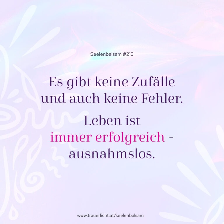 Es gibt keine Zufälle und auch keine Fehler. Leben ist immer erfolgreich - ausnahmslos.