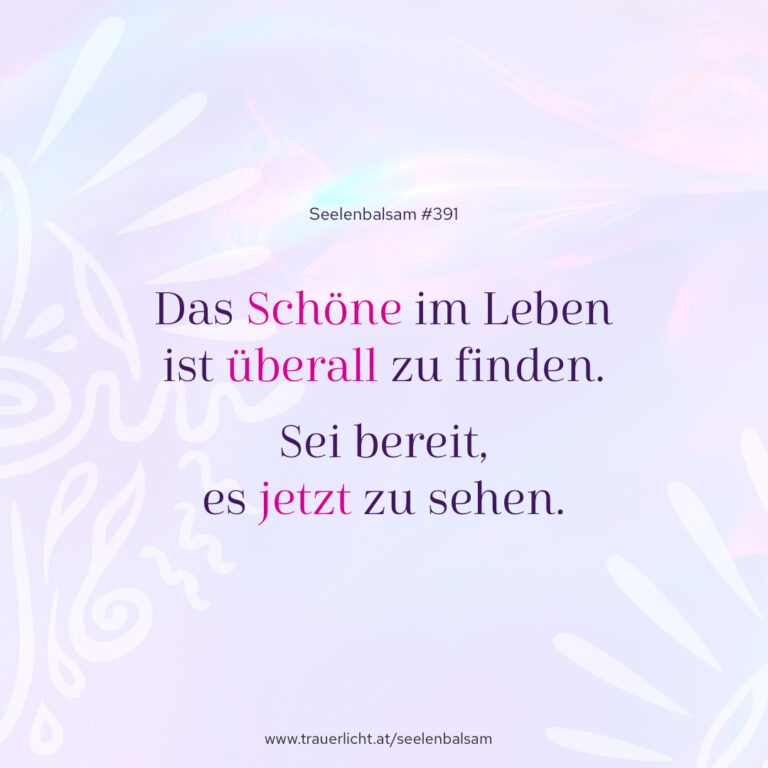 Das Schöne im Leben ist überall zu finden. Sei bereit, es jetzt zu sehen.