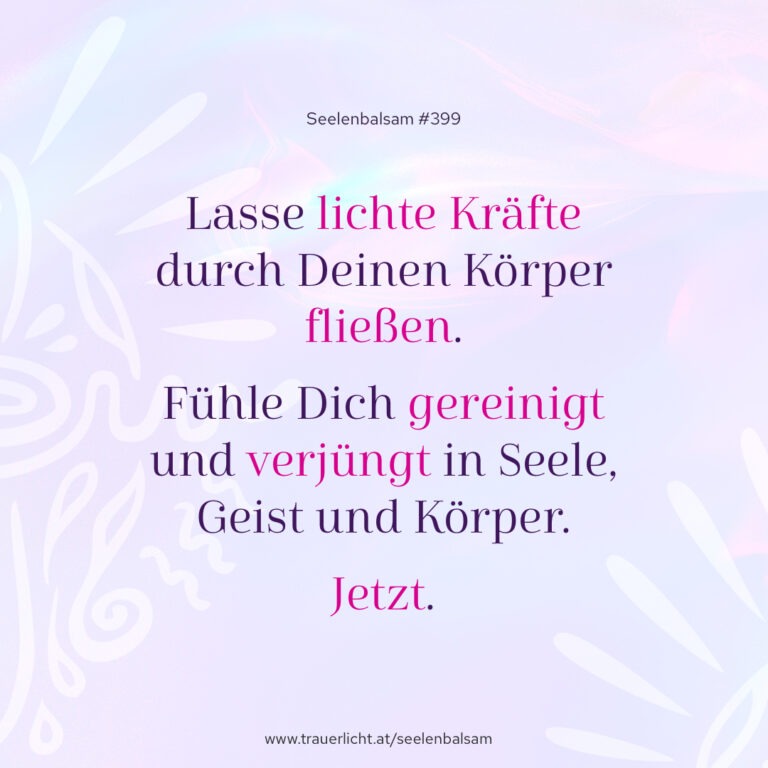 Lasse lichte Kräfte durch Deinen Körper fließen. Fühle Dich gereinigt und verjüngt in Seele, Geist und Körper. Jetzt.