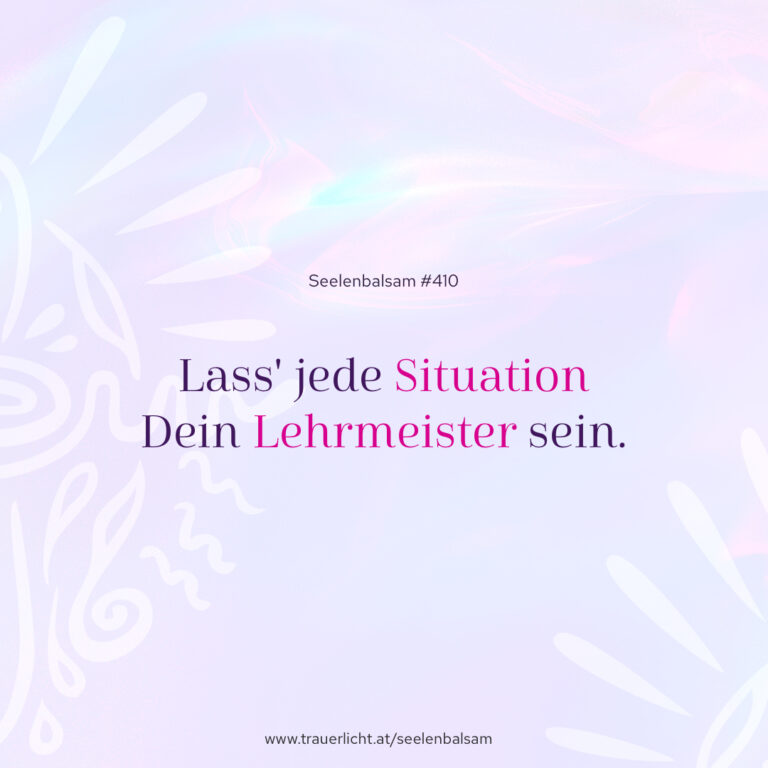 Lass' jede Situation Dein Lehrmeister sein.