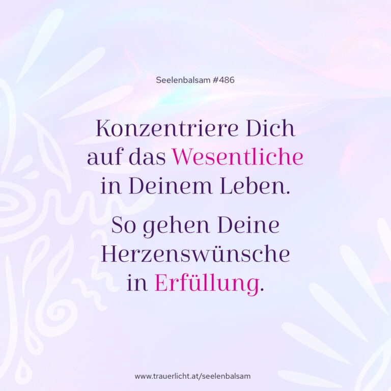 Konzentriere Dich auf das Wesentliche in Deinem Leben. So gehen Deine Herzenswünsche in Erfüllung.