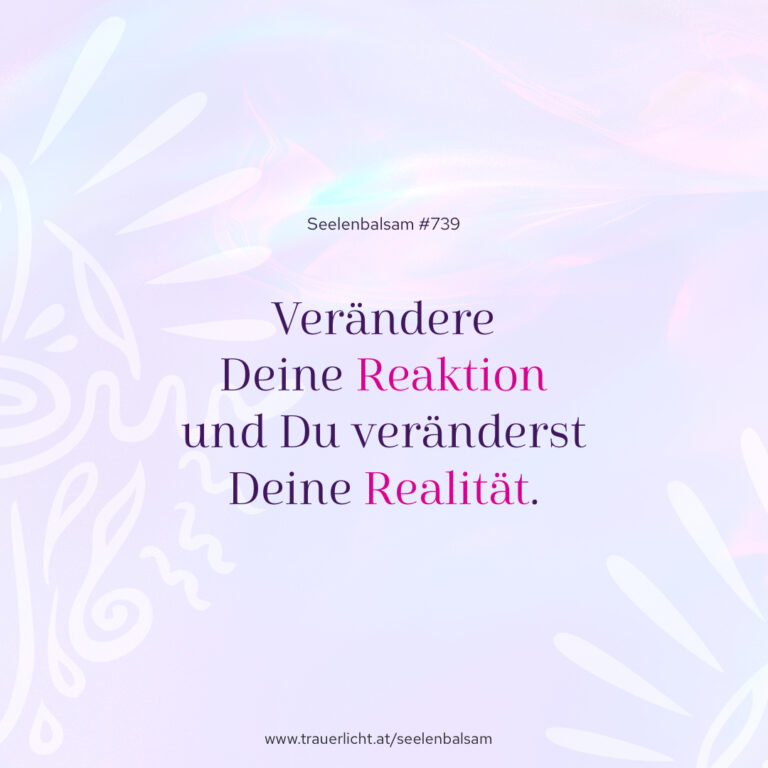 Verändere Deine Reaktion und Du veränderst Deine Realität.