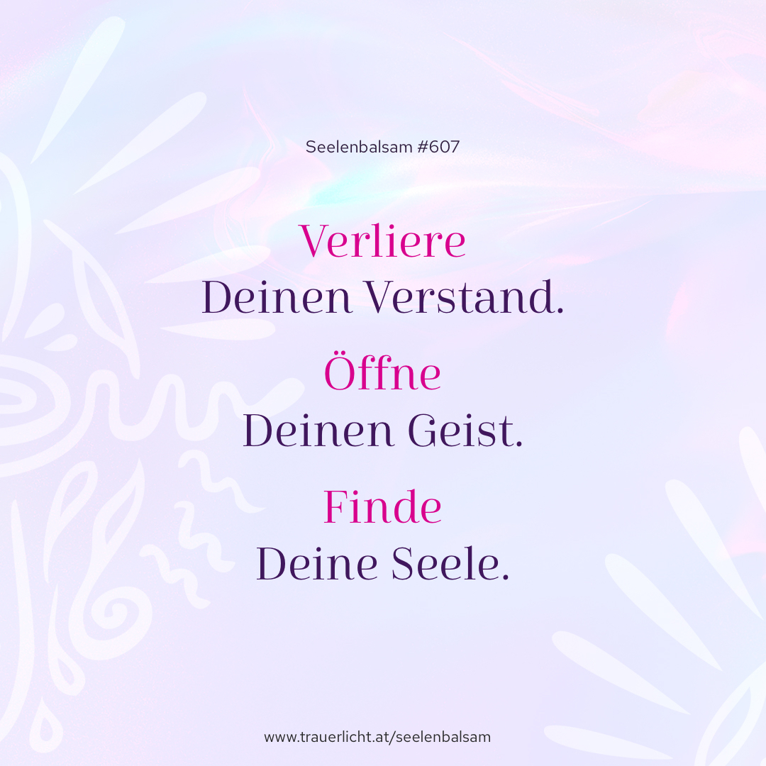 Verliere Deinen Verstand. Öffne Deinen Geist. Finde Deine Seele.