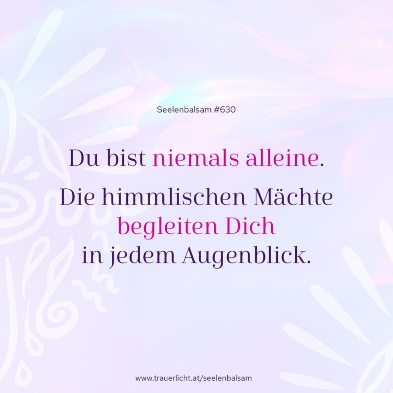 Du bist niemals alleine. Die himmlischen Mächte begleiten Dich in jedem Augenblick.