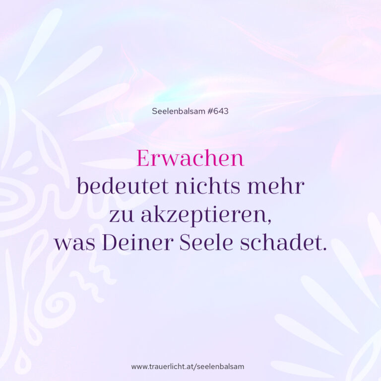 Erwachen bedeutet nichts mehr zu akzeptieren, was deiner Seele schadet.